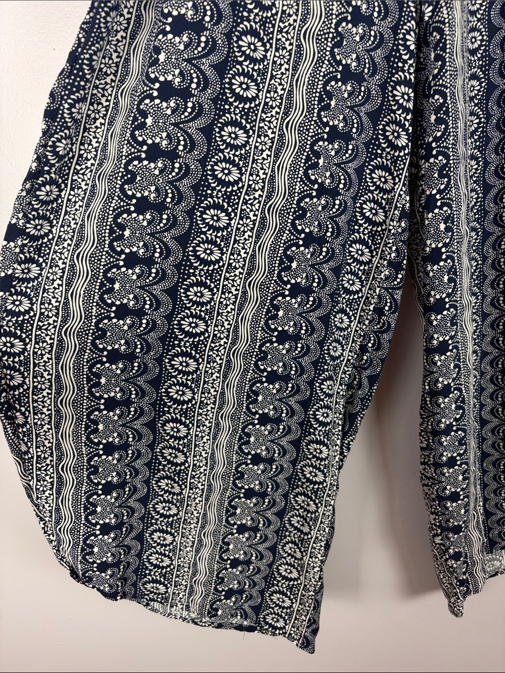BloomChic Wide Leg Palazzo Pants Plus Size 14/16 Navy White Boho Pull On - Picture 5 of 10